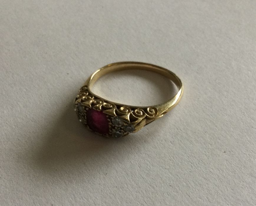 A good ruby and diamond cluster ring in 18 carat g - Image 2 of 2