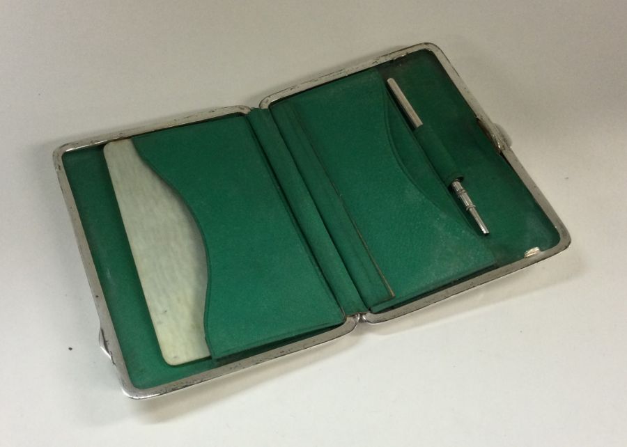 A gent's silver card case with fitted interior. Sh - Image 2 of 2