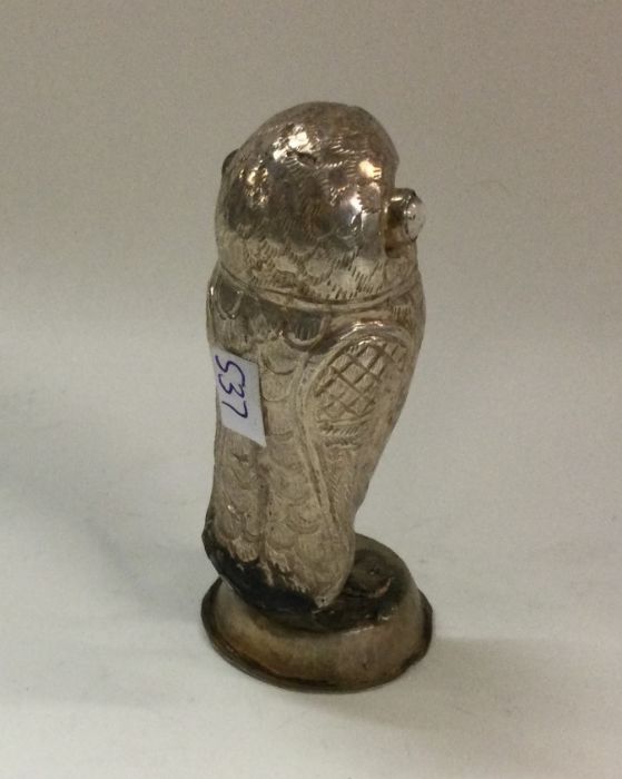 A heavy silver figure of an owl on stand. Approx. - Image 2 of 2