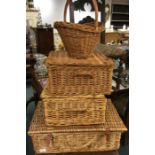 A collection of wicker baskets.