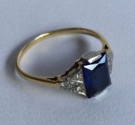 An attractive Art Deco sapphire and diamond ring i
