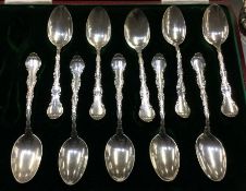 A heavy set of nine Sterling silver teaspoons. App