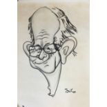 An unframed pen caricature; possibly a self-portra
