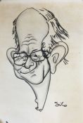 An unframed pen caricature; possibly a self-portra