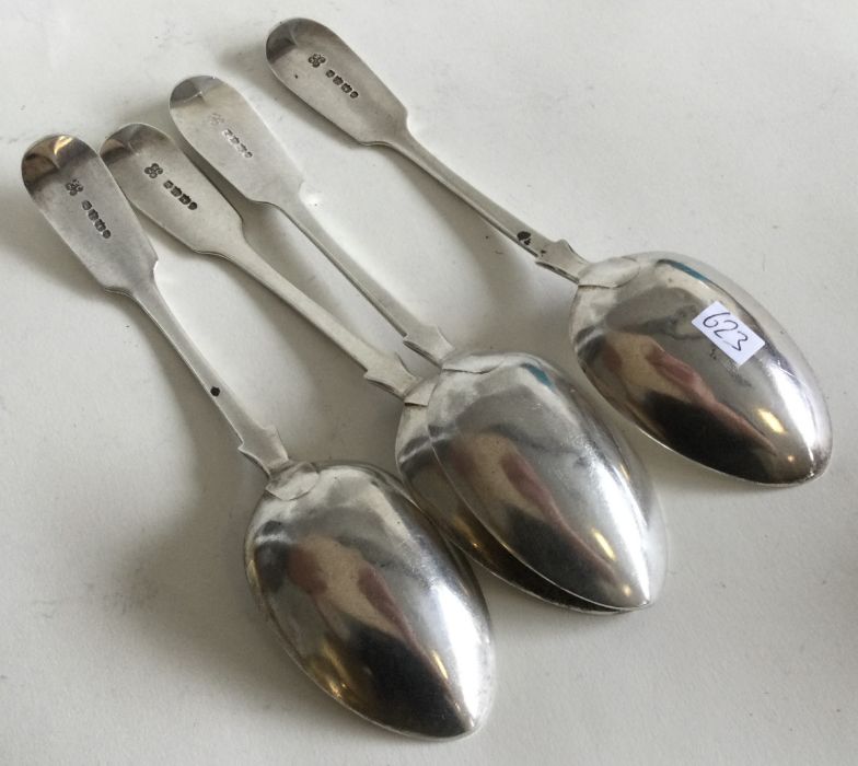 A set of four silver dessert spoons. Approx. 138 g