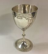 A Victorian silver engraved goblet. Birmingham 188