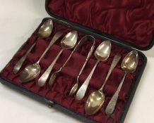 A cased set of six Georgian silver teaspoons. Lond