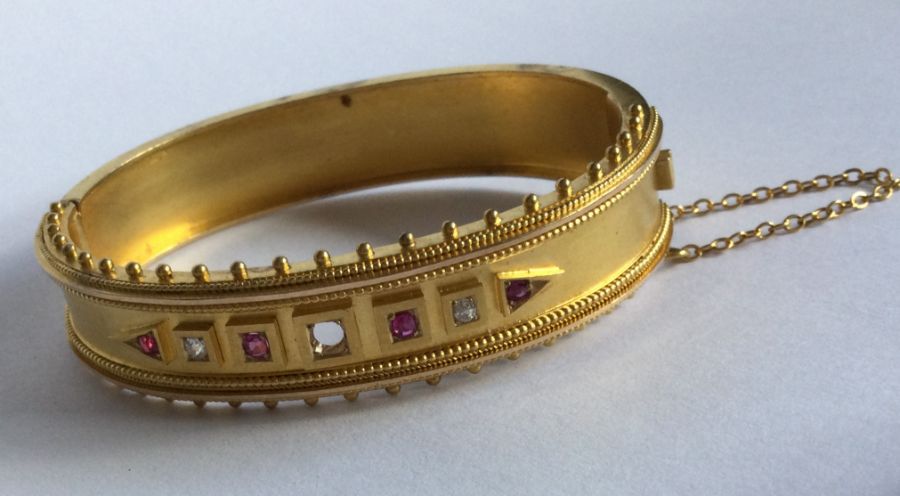 A good Victorian 15 carat gold ruby and diamond br - Image 2 of 2