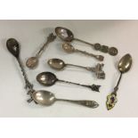 A collection of Continental silver souvenir spoons