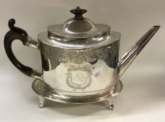 A rare oversized George III bright cut silver teap