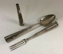 A novelty travelling spoon and fork of tapering fo