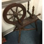 An old spinning wheel.