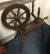 An old spinning wheel.