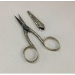 A pair of George III silver scissors in original s
