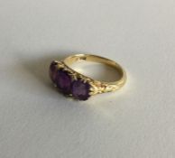 A Victorian amethyst and rose diamond half hoop ri