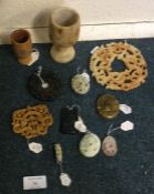 A collection of hardstone discs etc.
