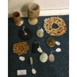 A collection of hardstone discs etc.