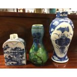 A Chinese blue and white tea caddy etc.