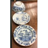A group of three Continental blue and white plates