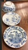 A group of three Continental blue and white plates