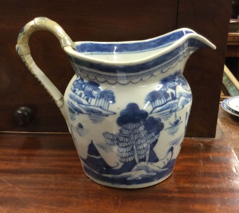 A large Chinese blue and white jug.