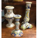 A collection of Quimper ware pottery.