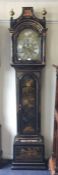 A large painted Grandfather clock of Oriental desi