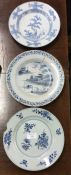 Three Chinese blue and white plates.