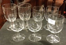 A set of seven glasses.