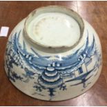 A large Chinese blue and white bowl.