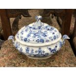 A Meissen blue and white tureen.