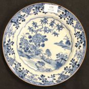 A Chinese blue and white Nanking plate.