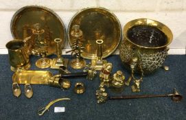 Brass candlesticks etc.