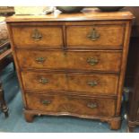 A good burr walnut chest of five drawers.