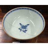 A large blue and white Chinese bowl.