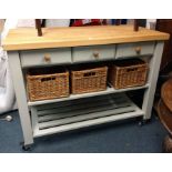 A good quality three drawer kitchen work station.