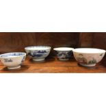 Four Chinese blue and white tea bowls.