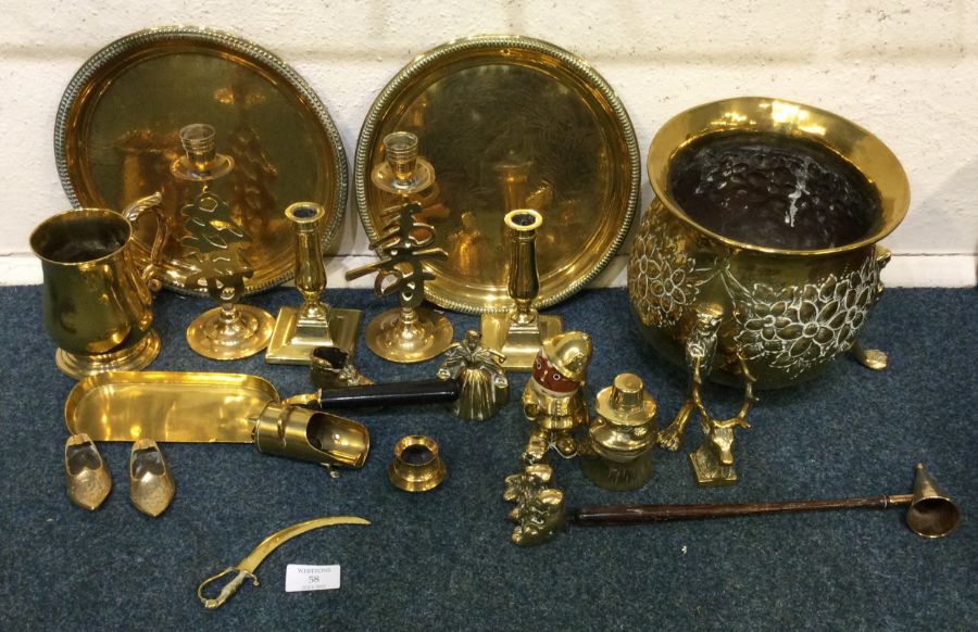 Brass candlesticks etc. - Image 2 of 2