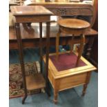 Two occasional tables, together with a commode.