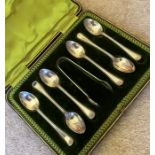 A box set of silver teaspoons.
