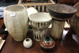 Five pieces of studio pottery.