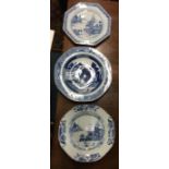 Three Chinese Nanking shaped plates.