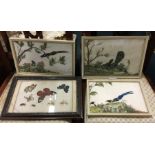 A group of four silk pictures of Chinese design.