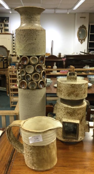 Three pieces of studio pottery.