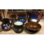 A collection of lustre pottery ware.