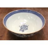 A large Chinese blue and white bowl.