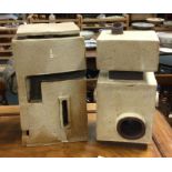 A pair of stylish cuboid shaped pottery vases.