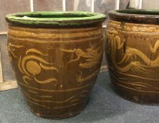 A large pair of Chinese pottery jardinières decora