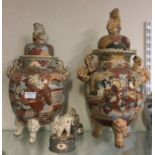 A pair of large Satsuma vases.