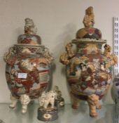 A pair of large Satsuma vases.